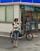 Capri Half-Length Slim Fit Denim Pants