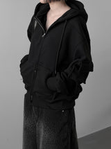 (unisex) ケトリックポケットツーウェイフードジップアップ