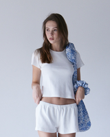 Blue Rose Tie Big Bag (White)
