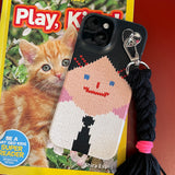 スマイリーフェイスハードケース -  VER.2 (+HAIR KEYRING SET) - ブラック