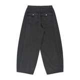 Curved Stripe Denim Pants - Black