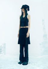 Pleated Jersey Skirt Pants / Black