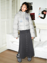 A-line split loose cross-knit half skirt