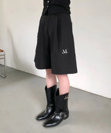 MODENT ストライプ ワイドピンタックハーフパンツ