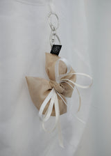Floral Satin Jacquard Ribbon Keyring_Beige