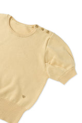 Slim button half knit_butter