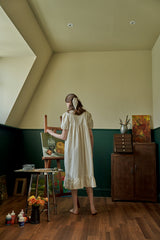 ULLALA PAJAMA Bella Short-sleeve One-piece Cream[24149WOSXN]