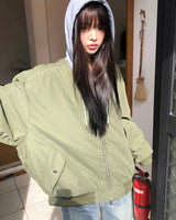 Debin Oversized Shirring Hooded Bomber Jacket