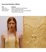 Cross Pearl Necklace (White)