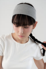 コットンリブヘアバンド - グレー
