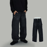 Snap Button Denim Pants (Black)