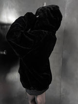 mink fur two-way hooded zip-up (2color)
