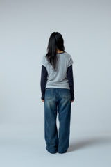 Street league blur artwork double layer long sleeve (Navy)