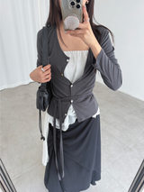 mute shirring skirts (2color)