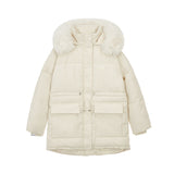 Fur Trimming Crop Hoodie Puffer Jacket_(2 Colors)