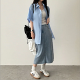  Sundy Charlang Cool Denim Long Skirt [Short & Basic Selection] Lyocell Fabric
