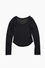 Summer U-neck Ribbed Long Sleeve