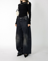devil black over denim pants