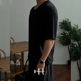 [HFORUS MADE]Forus Uネックハーフスリーブス イン ブラック