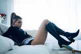 Block Heel Long Boots(Glossy Black)
