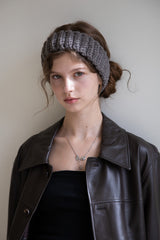 Wool blend knit ear warmer and hairband (Brown grey)