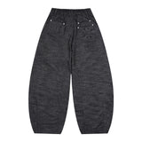 XP295 Icey Linen Balloon Denim Pants (BLACK)