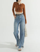 Overlock Side Cutting Denim Pants
