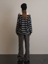 STRIPE V-NECK MTM BLACK