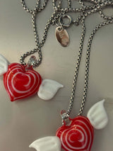 Red angel heart necklace (2 size) - 40cm (short ver.)