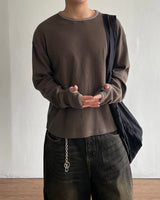 Grid Crop Waffle Ringer Tee