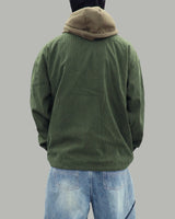 Corduroy layered hoodie jacket (Khaki)