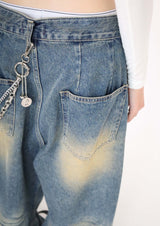 (UNISEX)マッドウォッシュドワイドデニムパンツ