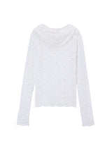 LACE BUTTON HOODIE TOP