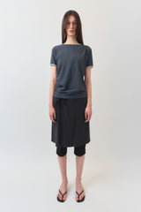 Shirring Ringer Top / Charcoal