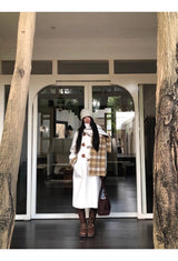 Celebrity toggle checkered long coat