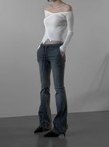 Curved off-shoulder knit