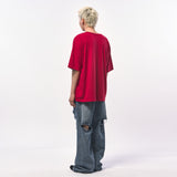 OVERSIZED SILKET SCOOP NECK T-SHIRT RED