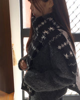リナンキャットカラーブロックノルディックマフラー