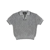 Grey Slit Short Sleeve Knit