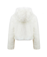 COMELY soft fur crop hoodie jacket [ivory]
