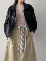 Two-pin tuck cotton flare skirt