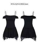 PETAL RUFFLE DRESS black