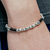 black & antique silver beads bracelet