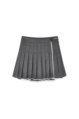 Crepe lace pleated skirt, Gray
