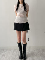 Puff Strap Short Sleeve Blouse