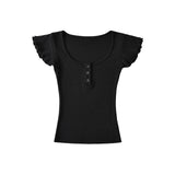 Elin U-Neck Slim Cap Tee