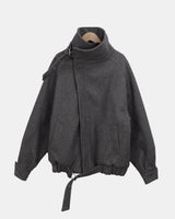 Nuan High-Neck Buckle Quilted Coat