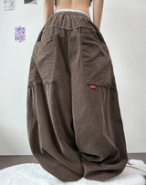 バルーンコーデュロイピンクヒップポケットロングパンツ🖤🤎🩷🤍4カラー