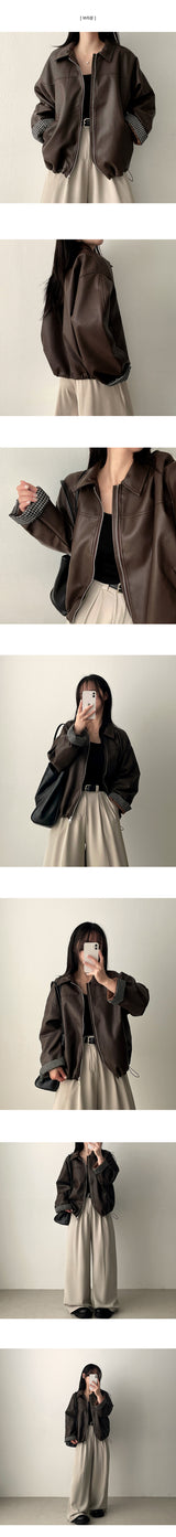 Luke Sleeve Check Overfit Leather Jumper 
