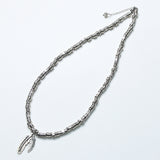 feather & antique silver beads necklace